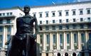 In the background, the balcony from which Ceaucescu made his final speech to his people. Following that, he hopped onto a helicopter and tried to make a run for it... the rest is history.